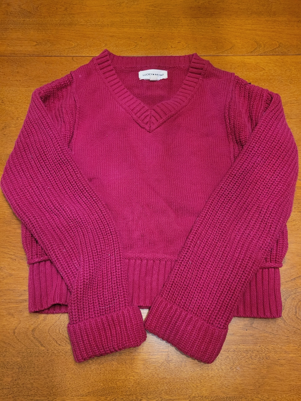 Lucky Brand Women's V-Neck Sweater in Berry Pink